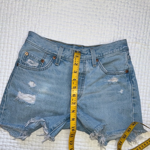Classic Light Blue Distressed Jean Shorts - Picture 10 of 15